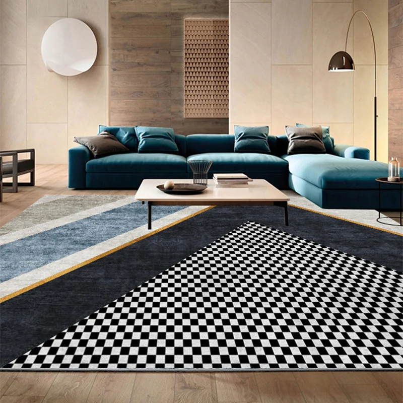 Alfombra multicolor para sala de estar, alfombra nórdica con estampado geométrico, alfombra lavable con respaldo antidesli...
