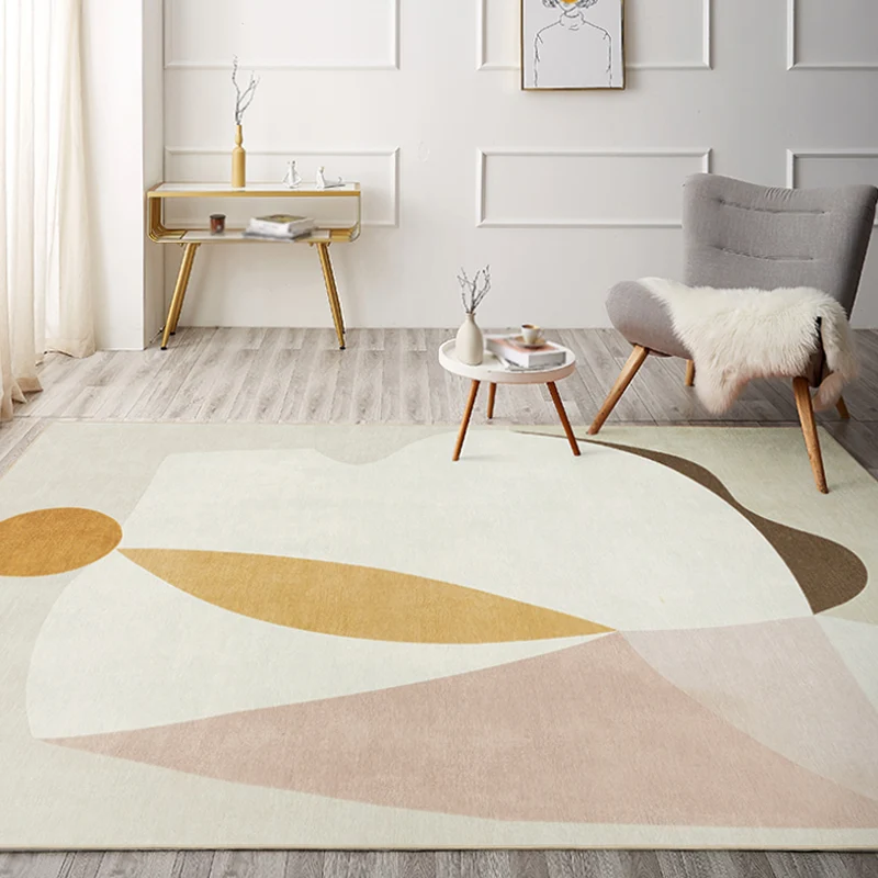 Alfombra multicolor para sala de estar, alfombra contemporánea con bloques de colores, respaldo antideslizante de chenilla...