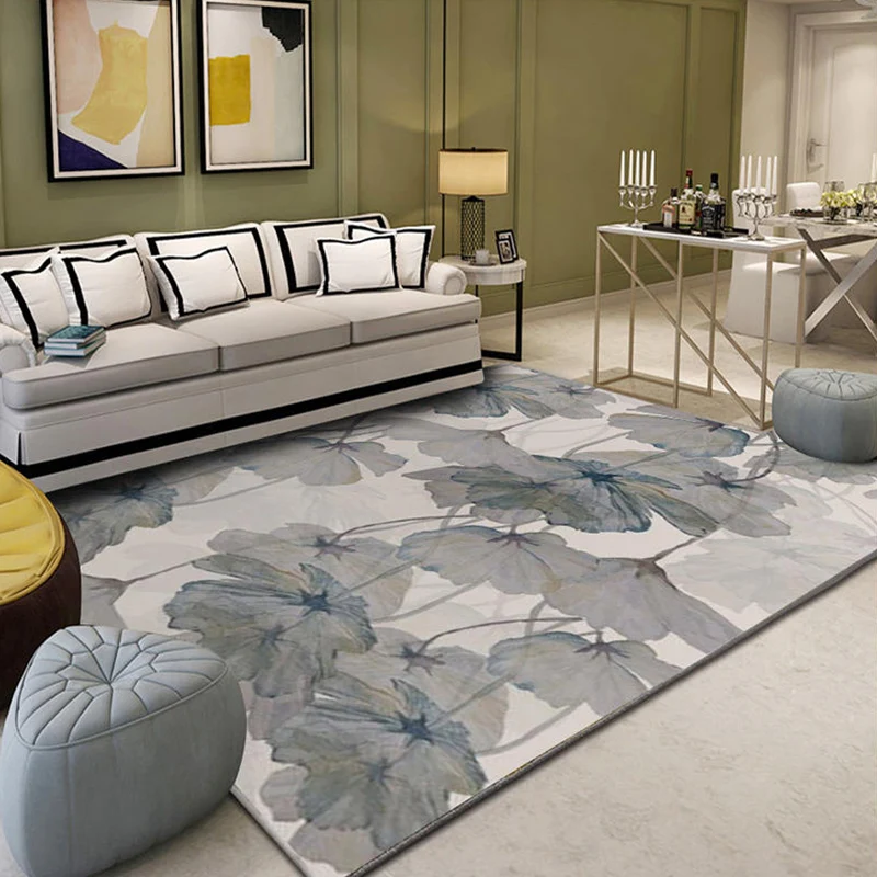 Alfombra multicolor para sala de estar, alfombra con estampado de plantas asiáticas, alfombra interior de fácil cuidado qu...