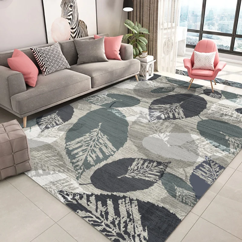 Alfombra multicolor para sala de estar, alfombra con estampado de plantas asiáticas, alfombra interior de fácil cuidado qu...