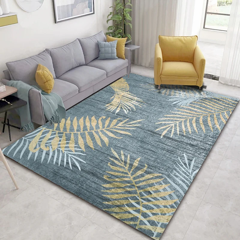 Alfombra multicolor para sala de estar, alfombra con estampado de plantas asiáticas, alfombra interior de fácil cuidado qu...