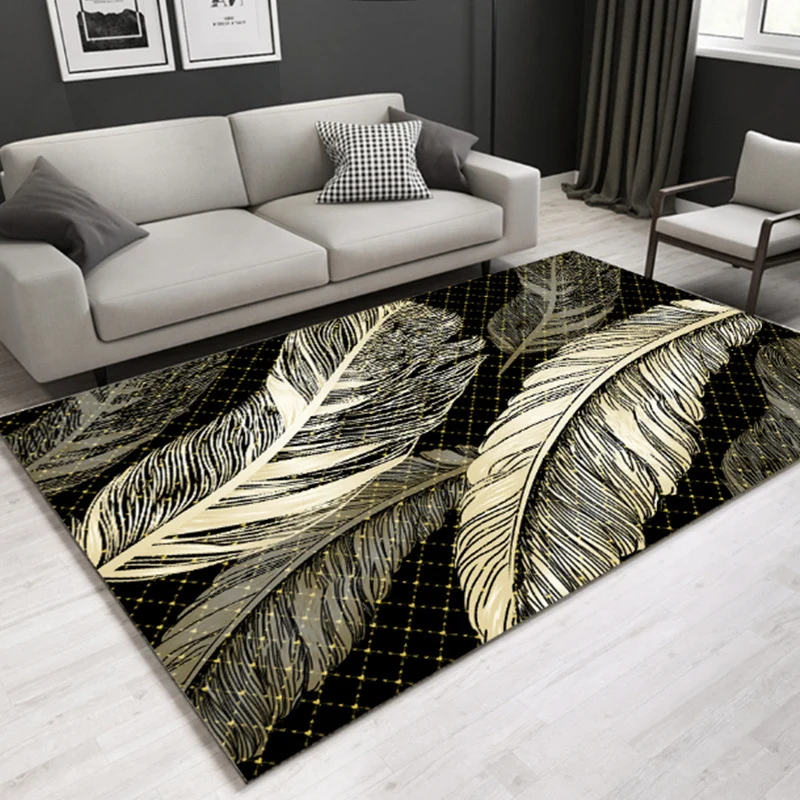 Alfombra multicolor para salón, alfombra moderna con estampado de hojas, respaldo antideslizante de polipropileno, alfombr...