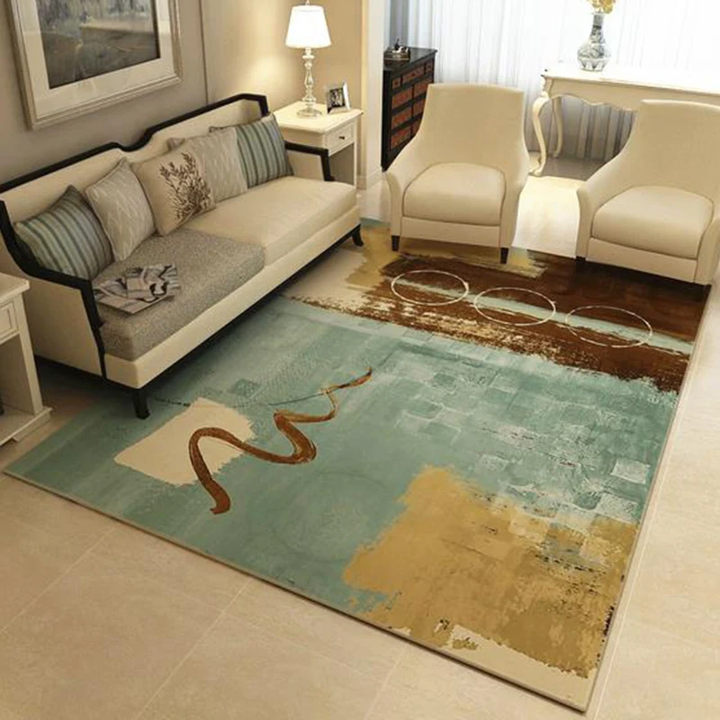 Alfombra multicolor de poliéster con diseño de círculos, alfombra lavable para dormitorio Lago Clearhalo