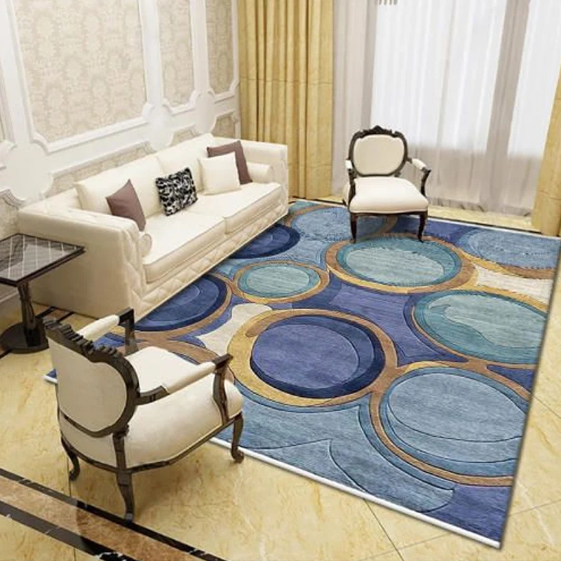 Alfombra Natural multicolor, alfombra con estampado geométrico de poliéster, alfombra resistente las manchas que admite ma...