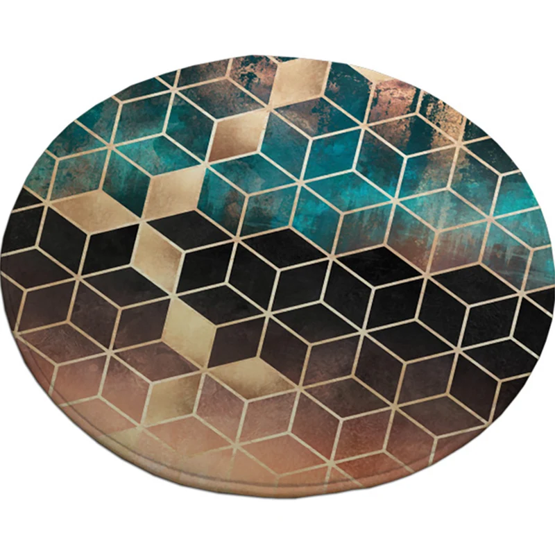 Alfombra única con estampado geométrico, alfombra de poliéster multicolor con respaldo antideslizante, alfombra interior l...