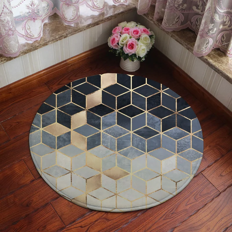 Alfombra única con estampado geométrico, alfombra de poliéster multicolor con respaldo antideslizante, alfombra interior l...