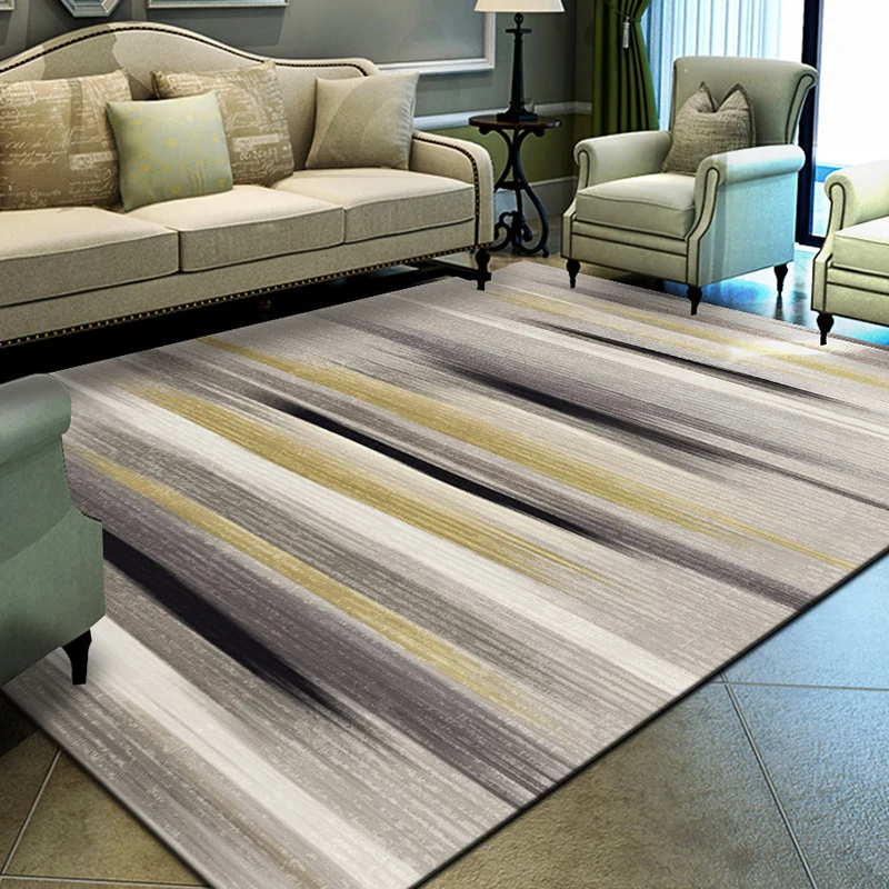Alfombra única con estampado geométrico, alfombra moderna multicolor, sintética, resistente las manchas, lavable, con resp...