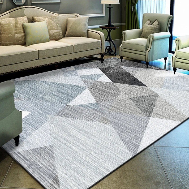 Alfombra única con estampado geométrico, alfombra moderna multicolor, sintética, resistente las manchas, lavable, con resp...