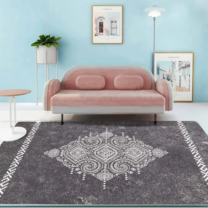 Alfombra única con patrón geométrico, alfombra interior de polipropileno multicolor, respaldo antideslizante, alfombra par...