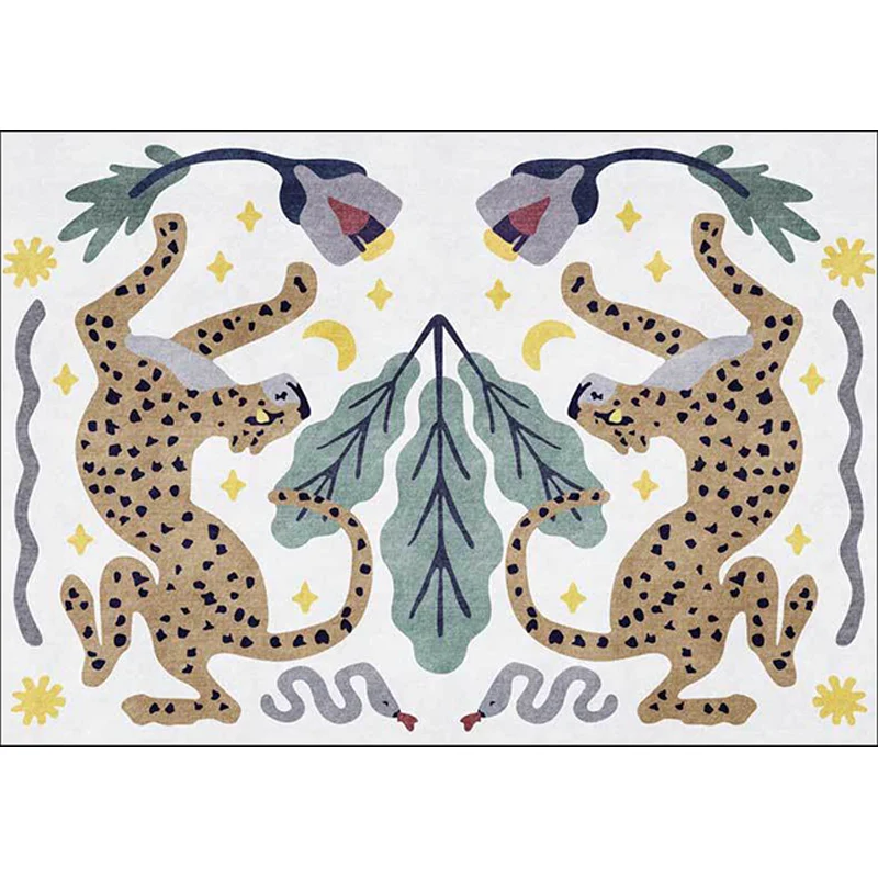 Alfombra única para niños con estampado de hojas de serpiente, leopardo, animales en blanco y negro, alfombra de poliéster...