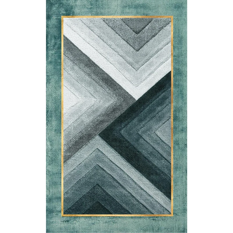 Alfombra única para sala de estar, alfombra con estampado geométrico multicolor, mezcla de algodón, respaldo antideslizant...