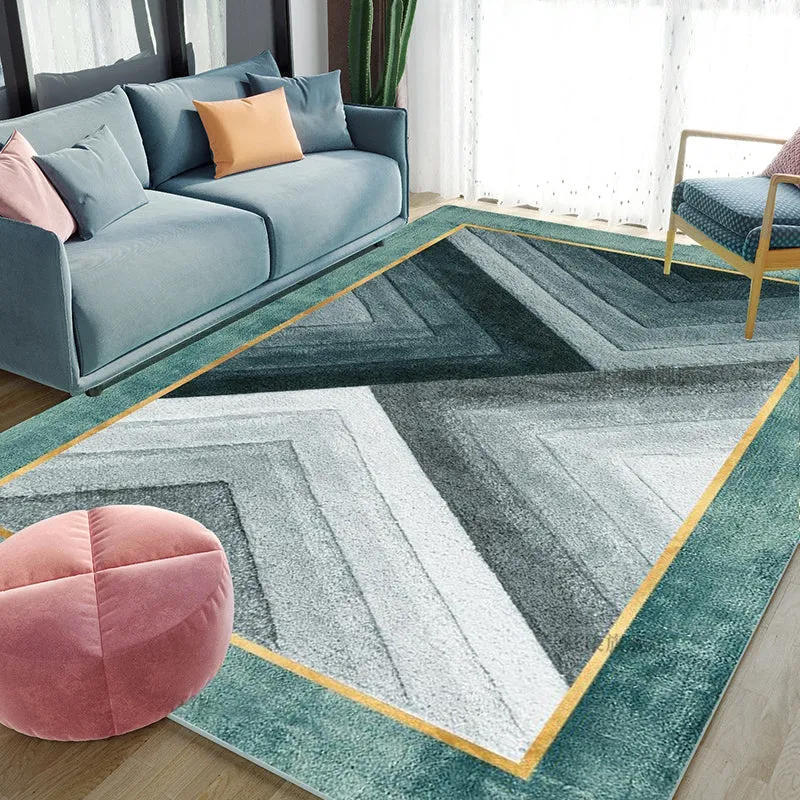Alfombra única para sala de estar, alfombra con estampado geométrico multicolor, mezcla de algodón, respaldo antideslizant...