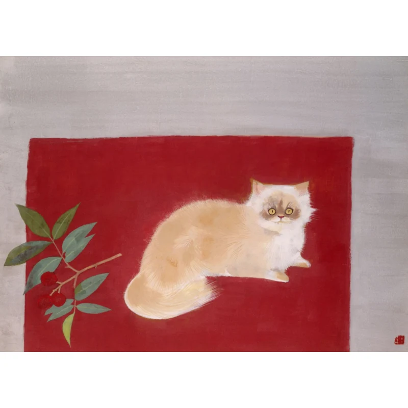 Alfombra novedosa con diseño de gato, alfombra lavable de poliéster rojo y negro que admite mascotas para Decoración Amari...