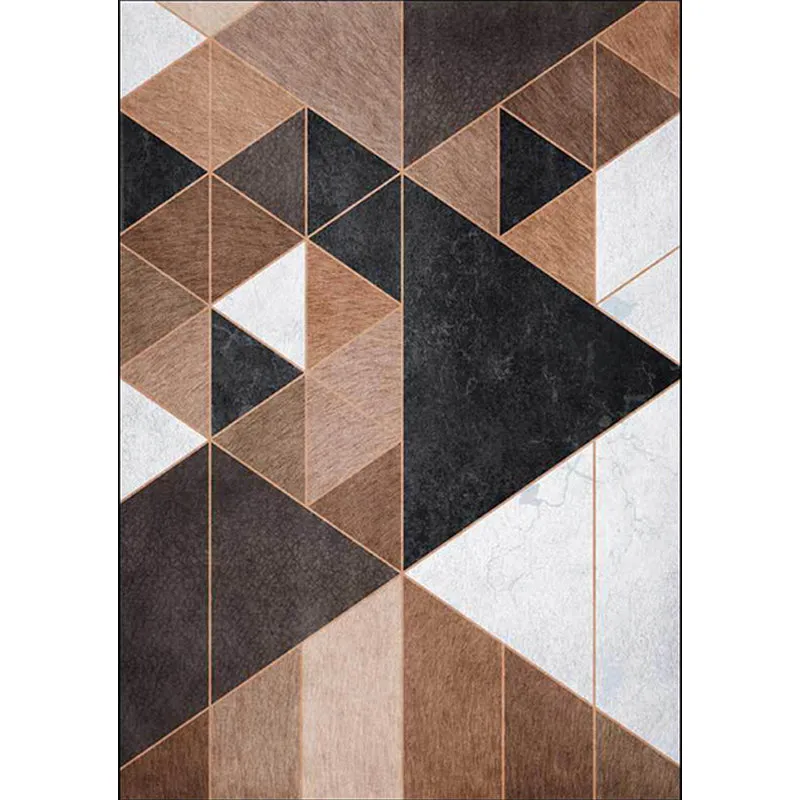 Alfombra nórdica con patrón geométrico, alfombra de poliéster marrón y blanco, alfombra antideslizante lavable máquina par...