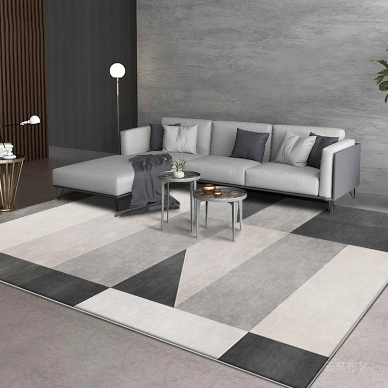 Alfombra nórdica con patrón geométrico, alfombra contemporánea gris y negra, alfombra antideslizante lavable de poliéster...