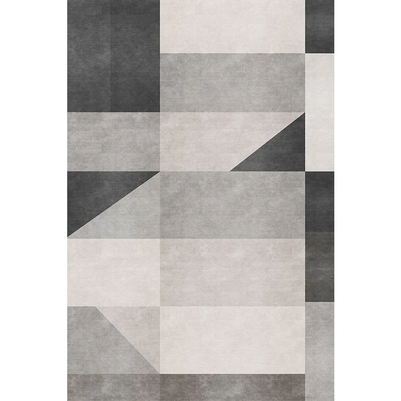 Alfombra nórdica con patrón geométrico, alfombra contemporánea gris y negra, alfombra antideslizante lavable de poliéster...