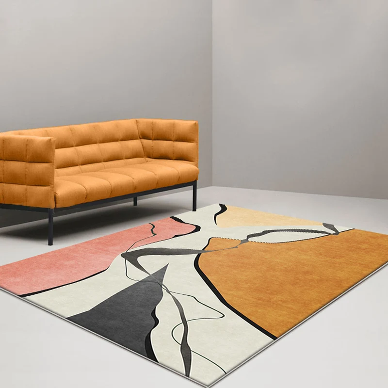 Alfombra nórdica elegante, alfombra abstracta multicolor, alfombra lavable antideslizante que admite mascotas para decorac...