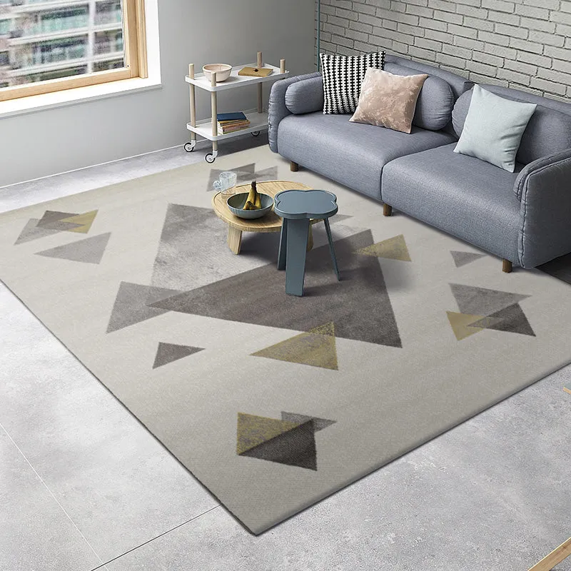 Alfombra nórdica multicolor con patrón geométrico de poliéster para interiores, alfombra antideslizante que admite mascota...