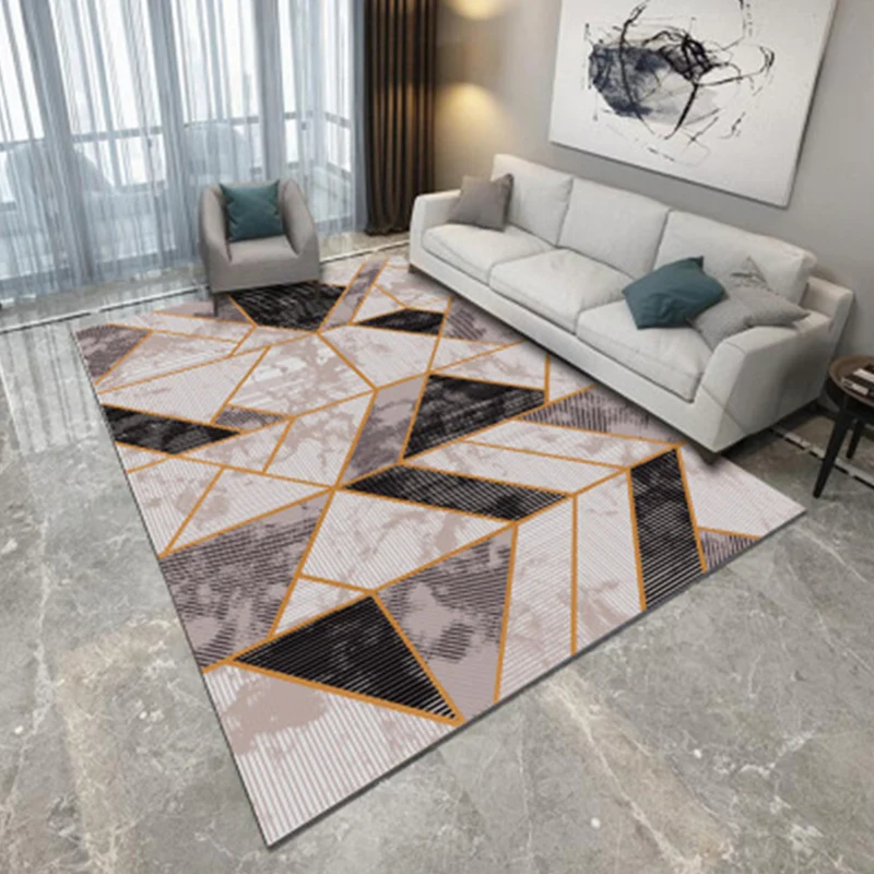 Alfombra nórdica para sala de estar, alfombra con estampado geométrico multicolor, alfombra de polipropileno de fácil cuid...
