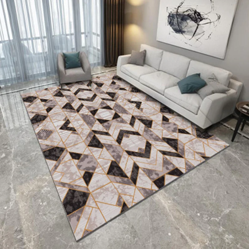 Alfombra nórdica para sala de estar, alfombra con estampado geométrico multicolor, alfombra de polipropileno de fácil cuid...
