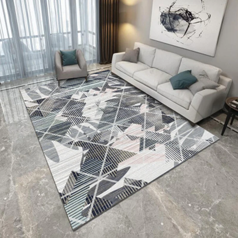 Alfombra nórdica para sala de estar, alfombra con estampado geométrico multicolor, alfombra de polipropileno de fácil cuid...