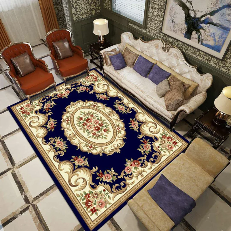 Alfombra occidental vintage, alfombra con estampado floral multicolor, alfombra interior lavable de fácil cuidado para dec...