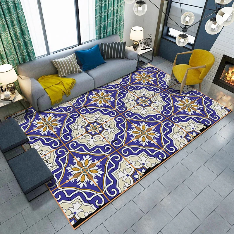 Alfombra oriental marroquí con estampado de rayas florales moradas, alfombra de poliéster lavable máquina para decoración...