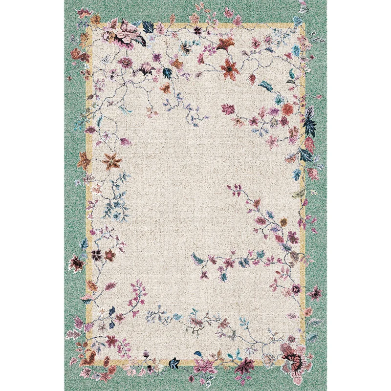 Alfombra oriental multicolor, alfombra con estampado de flores de poliéster, alfombra lavable y antideslizante para decora...