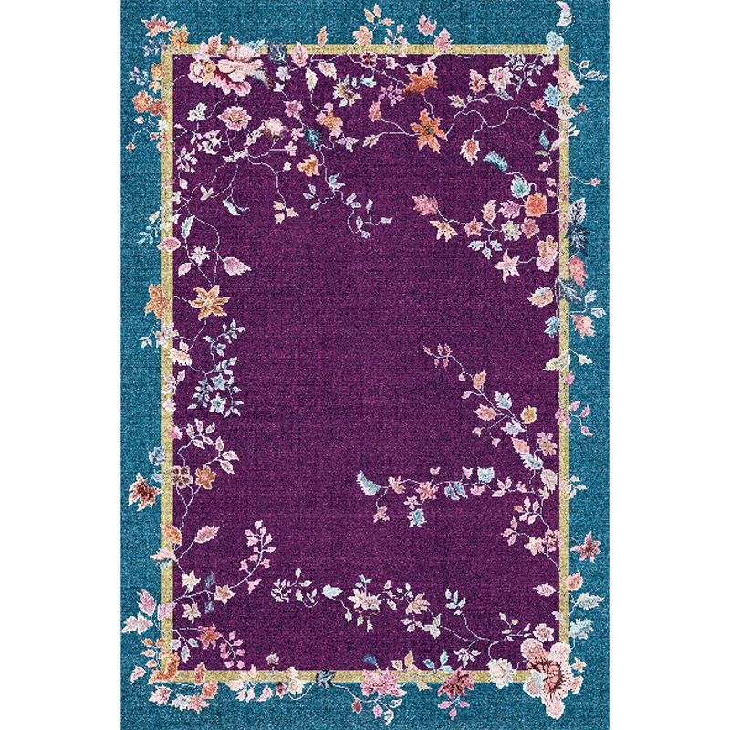 Alfombra oriental multicolor, alfombra con estampado de flores de poliéster, alfombra lavable y antideslizante para decora...