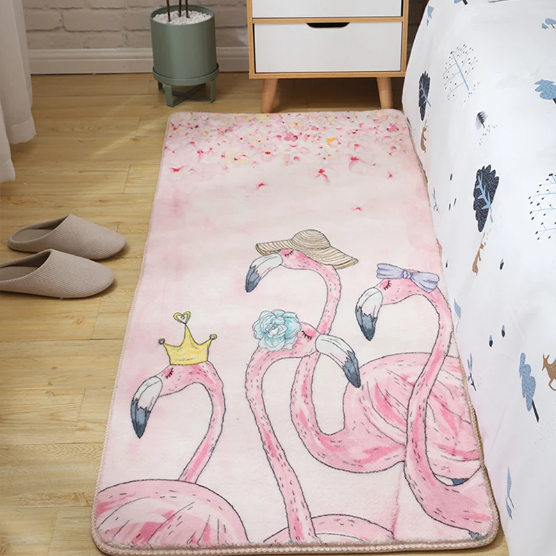 Alfombra para dormitorio infantil, alfombra multicolor con dibujo de animales, alfombra de algodón para lavar máquina Azul...