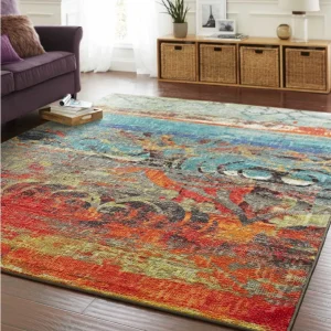 Alfombra para el hogar de estilo industrial, alfombra expresionista multicolor, sintética, antideslizante, apta para masco...