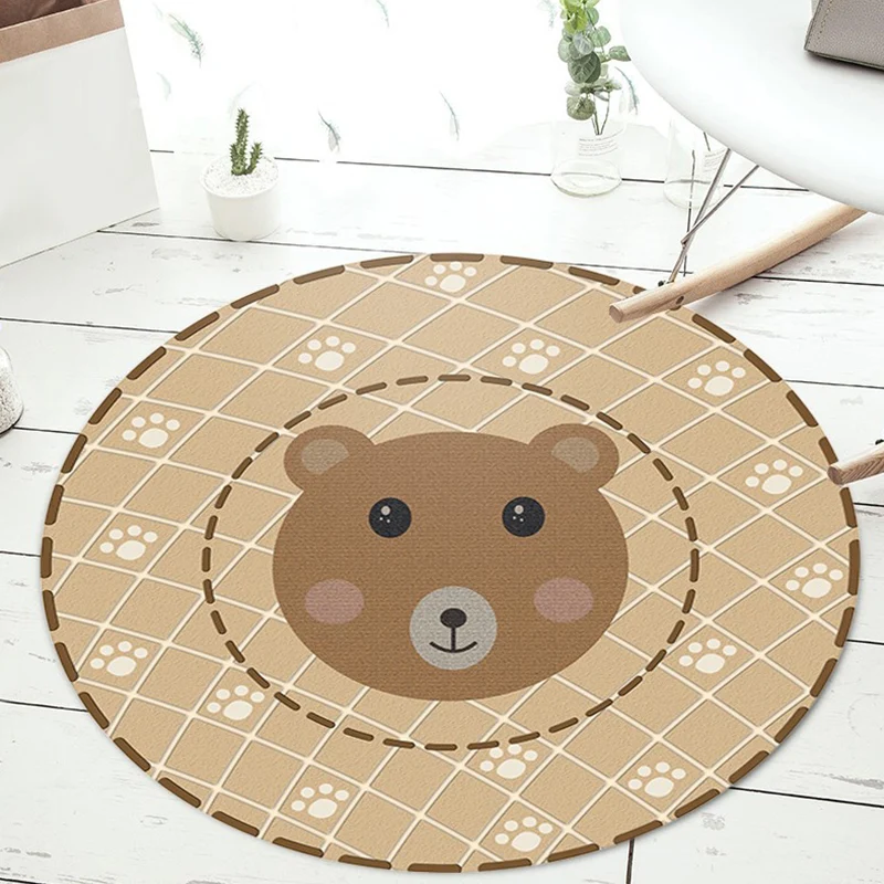 Alfombra para niños en negro y verde, alfombra de poliéster con estampado de animales y flores de dibujos animados, alfomb...