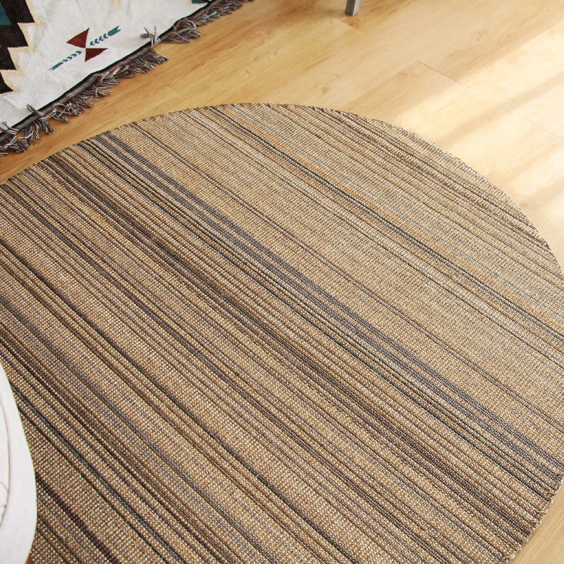 Alfombra de rayas marrones, alfombra rústica tejida de sisal, alfombra lavable antideslizante resistente las manchas para...