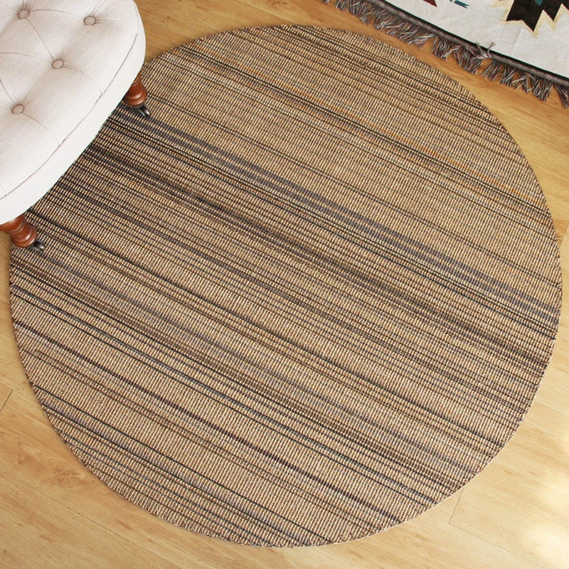 Alfombra de rayas marrones, alfombra rústica tejida de sisal, alfombra lavable antideslizante resistente las manchas para...