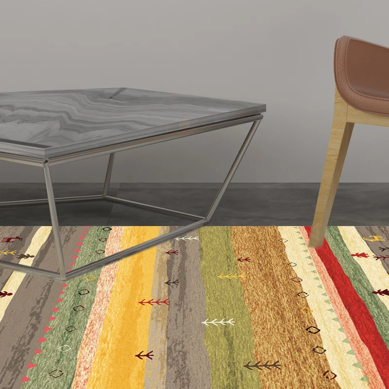 Alfombra rectangular Retro con ondas de ciervo, alfombra bohemia azul, alfombra lavable de poliéster para dormitorio Marro...