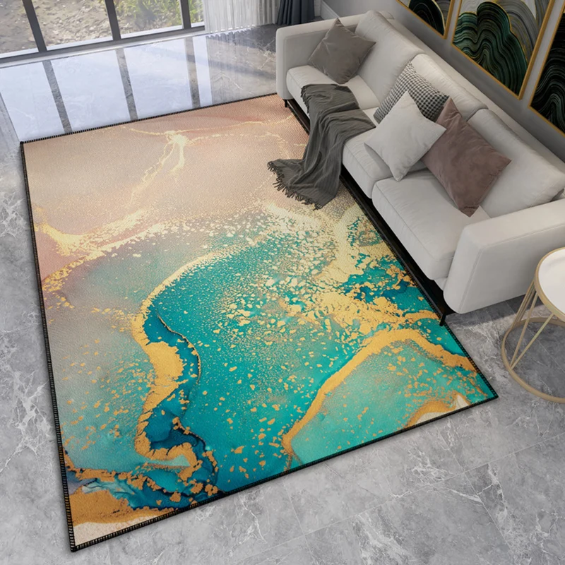 Alfombra relajante con estampado abstracto, alfombra de polipropileno multicolor que admite mascotas, alfombra interior re...