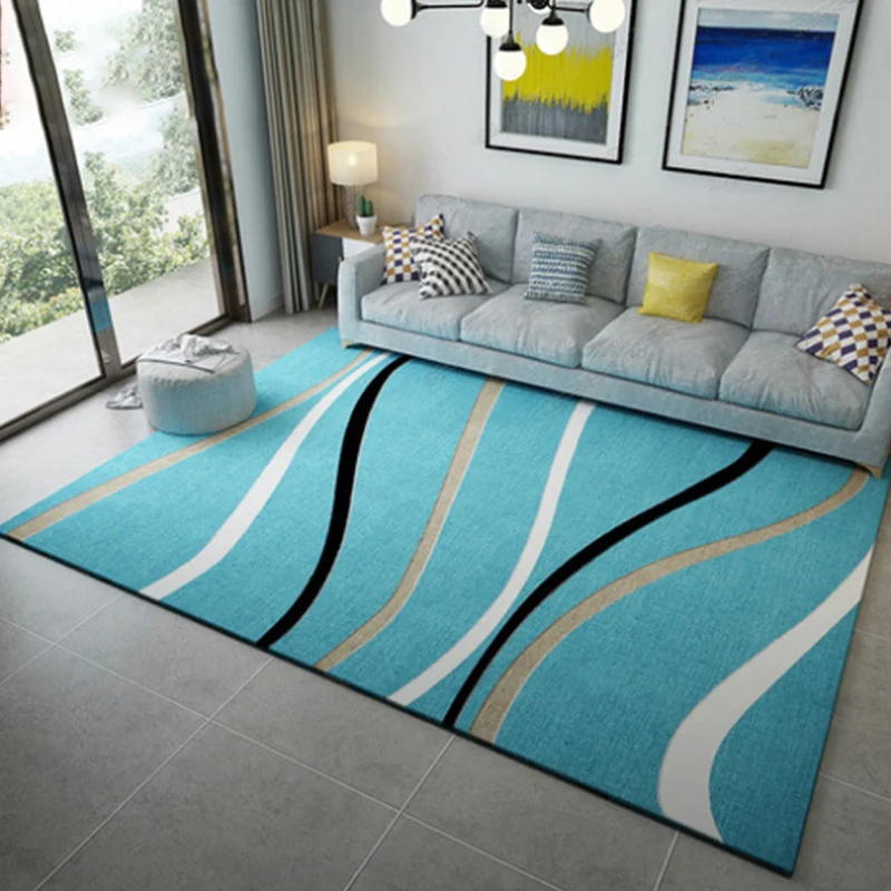 Alfombra relajante con estampado de rayas, alfombra de polipropileno multicolor con respaldo antideslizante, alfombra inte...
