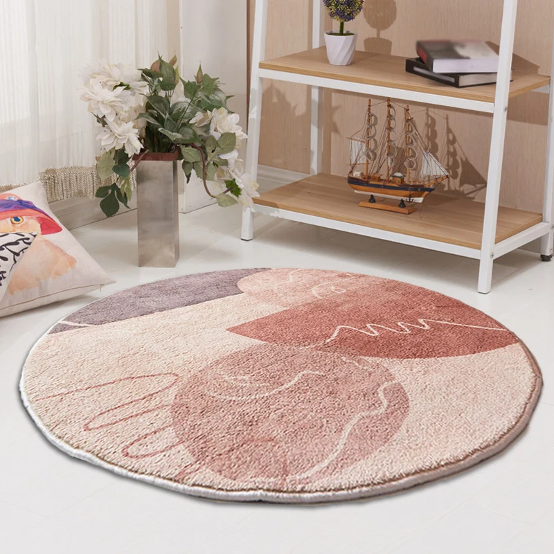 Alfombra rosa para salón, alfombra interior modernista con bloques de colores, alfombra lavable de poliéster que admite ma...