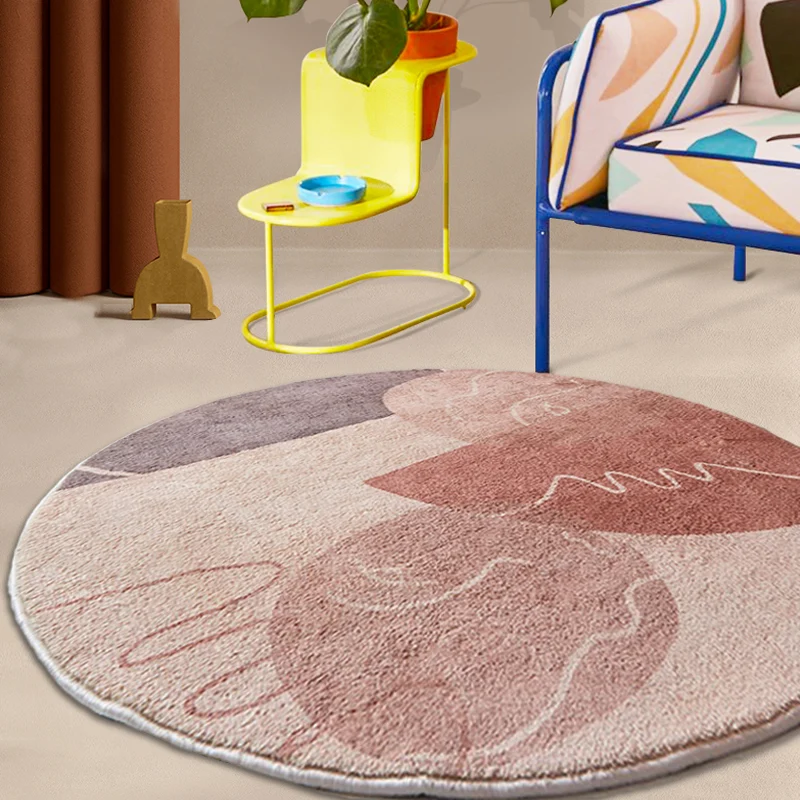 Alfombra rosa para salón, alfombra interior modernista con bloques de colores, alfombra lavable de poliéster que admite ma...