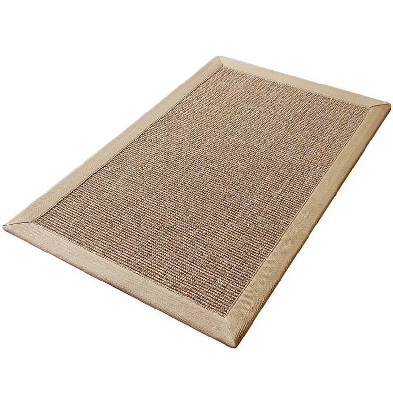 Alfombra rústica beige de sisal, alfombra de color sólido, lavable, antideslizante, apta para mascotas, para dormitorio Be...