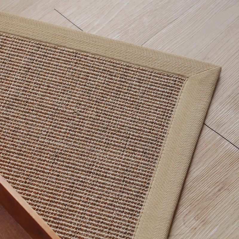 Alfombra rústica beige de sisal, alfombra de color sólido, lavable, antideslizante, apta para mascotas, para dormitorio Be...