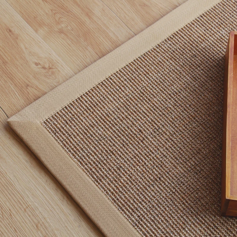 Alfombra rústica beige de sisal, alfombra de color sólido, lavable, antideslizante, apta para mascotas, para dormitorio Be...