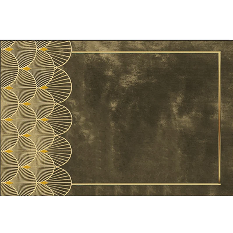 Alfombra de sala de estar Alfombra de polipropileno con patrón abstracto occidental Verde Clearhalo