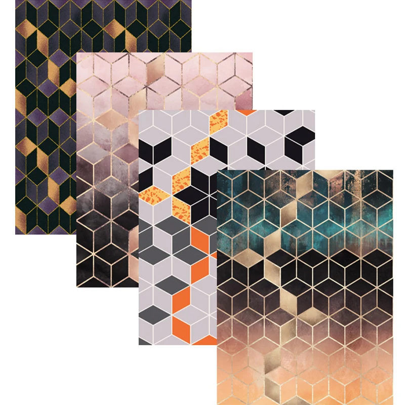 Alfombra de salón contemporánea, alfombra con estampado geométrico multicolor, alfombra sintética antideslizante lavable m...