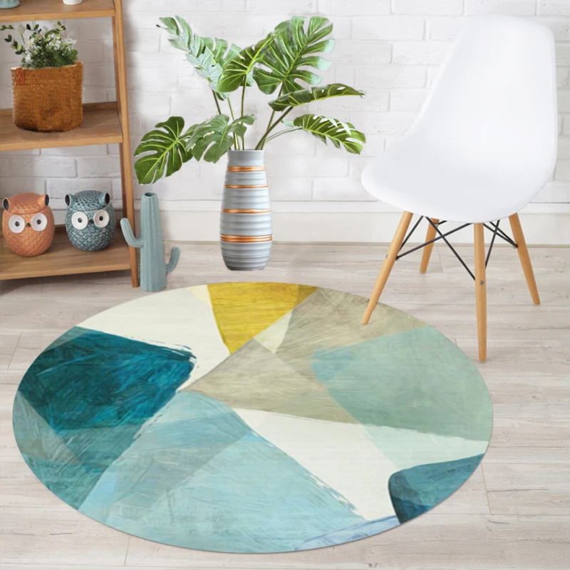 Alfombra de salón multicolor con estampado abstracto de mediados de siglo, alfombra sintética que admite mascotas, lavable...