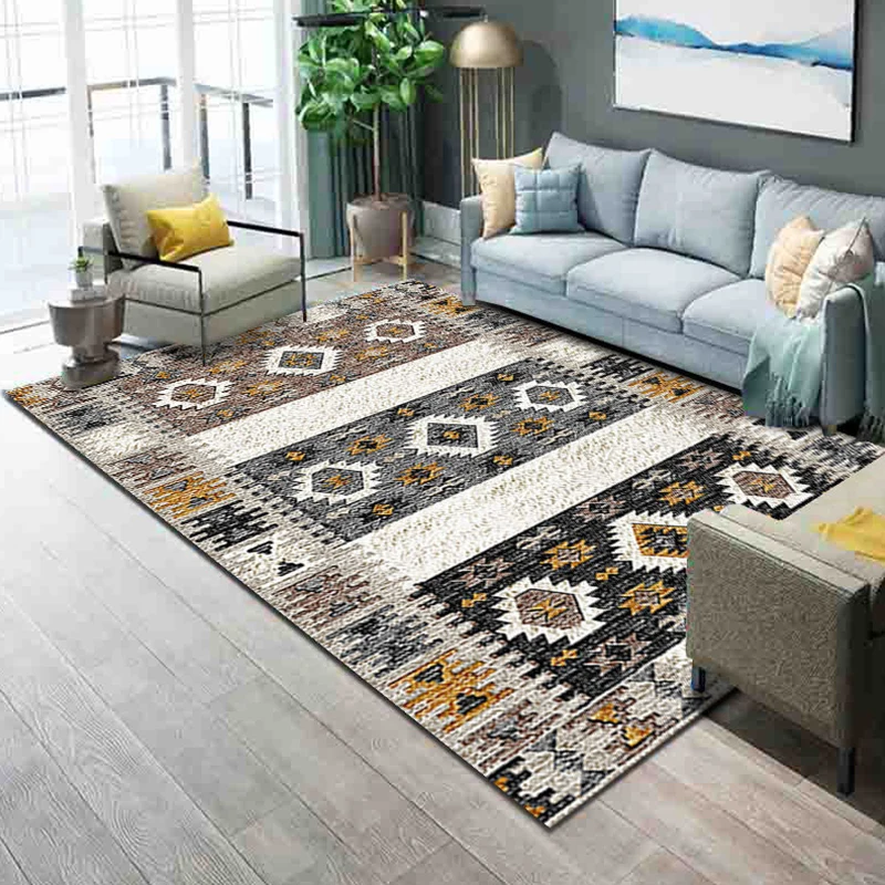 Alfombra de salón occidental Alfombra de área con estampado geométrico multicolor Polipropileno Cuidado fácil Alfombra de...