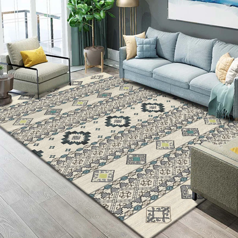 Alfombra de salón occidental Alfombra de área con estampado geométrico multicolor Polipropileno Cuidado fácil Alfombra de...