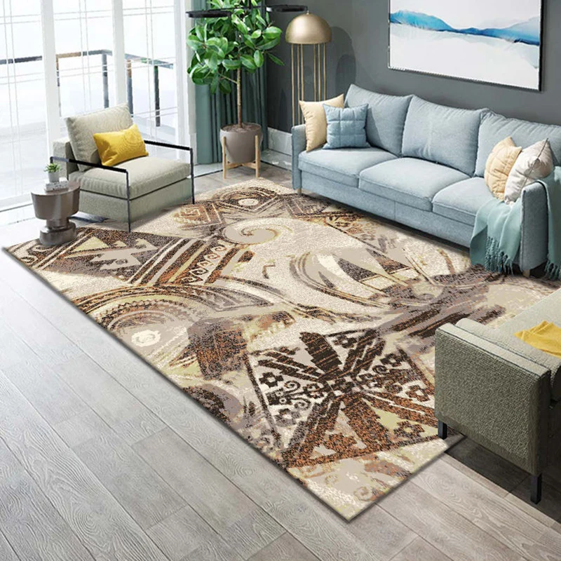 Alfombra de salón occidental Alfombra de área con estampado geométrico multicolor Polipropileno Cuidado fácil Alfombra de...