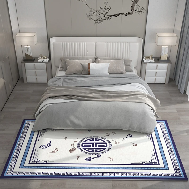 Alfombra de salón oriental, alfombra de interior con estampado floral multicolor, respaldo antideslizante de poliéster, al...