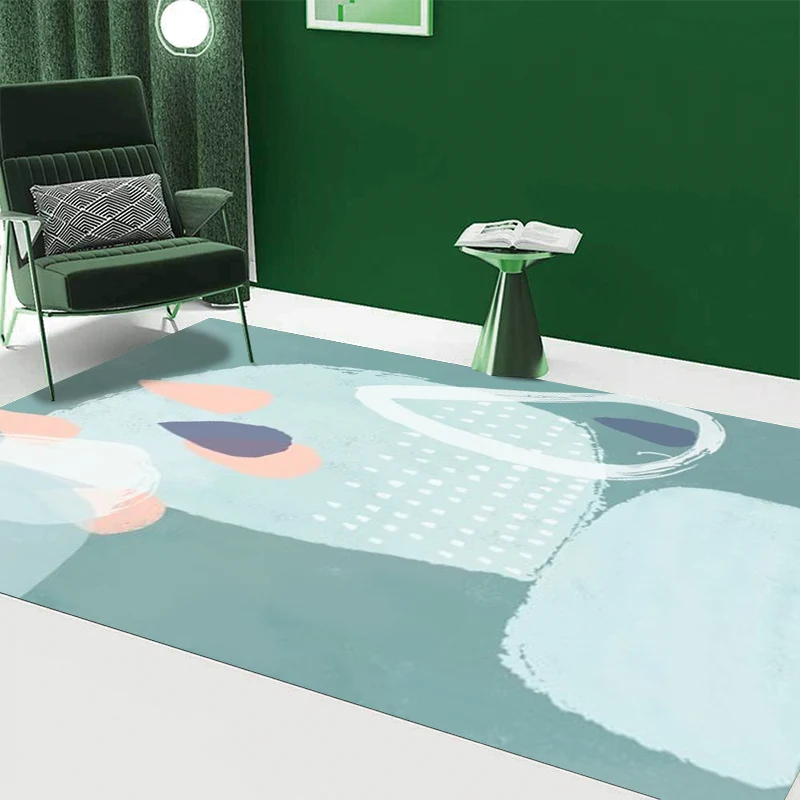 Alfombra verde para dormitorio, novedad, bloque de Color, pintura de acuarela, alfombra de área con respaldo antideslizant...